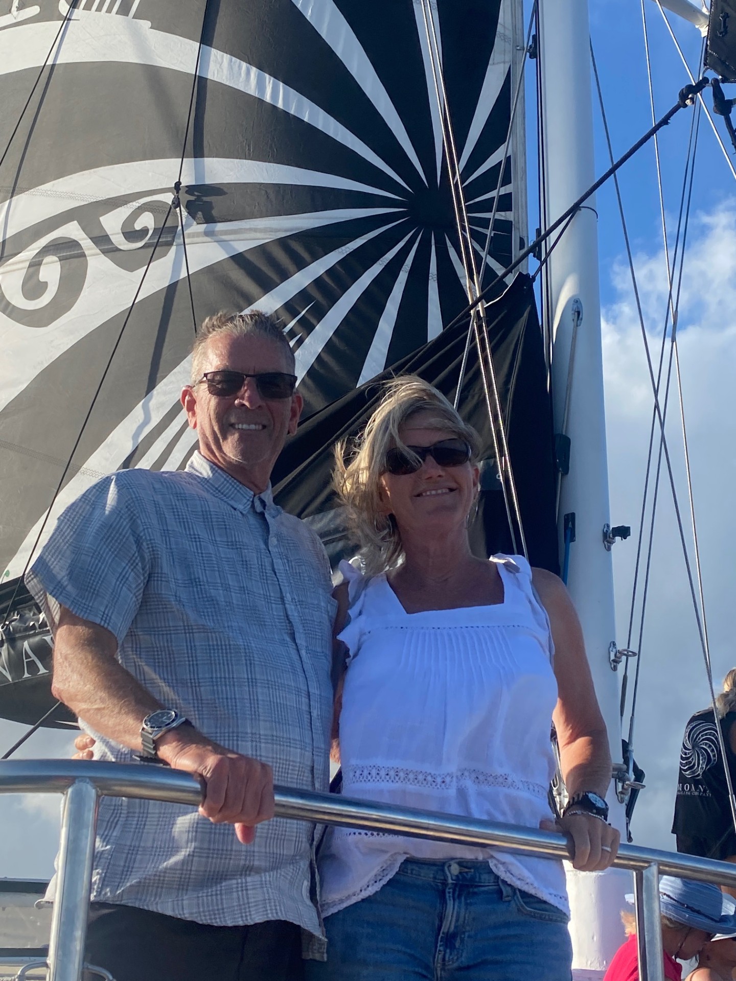 Jim and Diana Robeson on a boat during their vaction in Hawaii